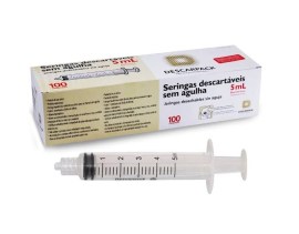 Seringa Descartável Luer Lock Sem Agulha - 5 Ml - 100 Unid - Descarpack